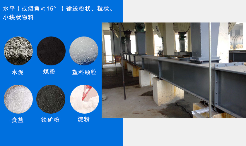 FU鏈式輸送機主要用于水平或傾斜輸送粉狀、粒狀或小塊狀物料